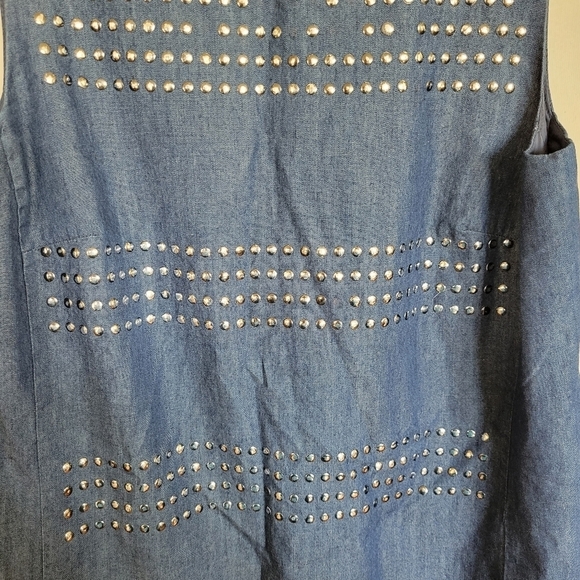 Tommy Hilfiger Studded Denim Sleeveless Dress Size 2 - Picture 3 of 6